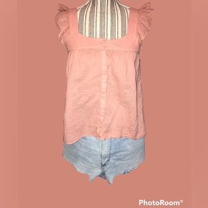 36: Rose and Olive button front top. Sz xs. Gently used.